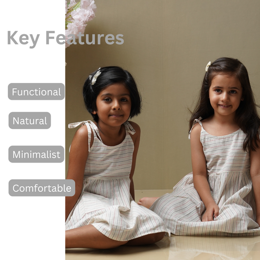 Striped Sleeveless Girls Frock with adjustable strap