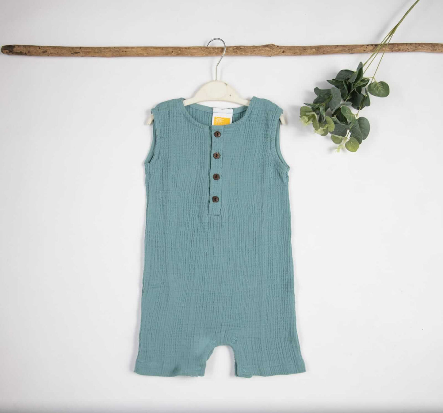 Organic Muslin Cotton Sleeveless Knee Length Baby Boy Rompers