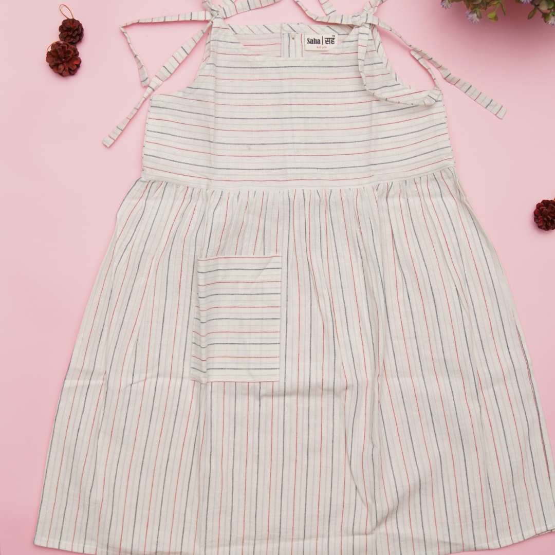 Striped Sleeveless Girls Frock with adjustable strap