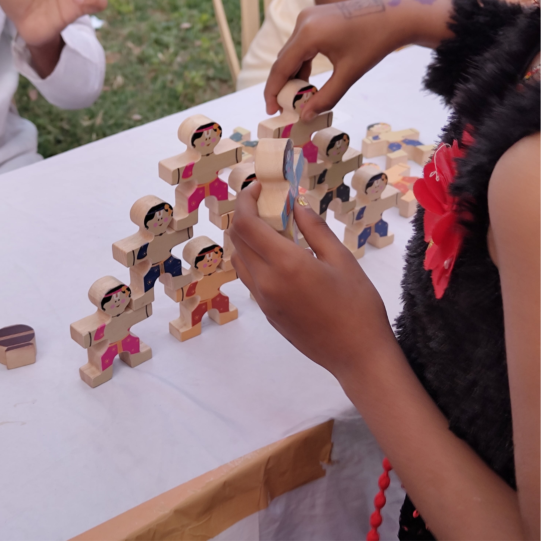 Taali Makhan Chor - Wooden Figurine Stacking Toy Set