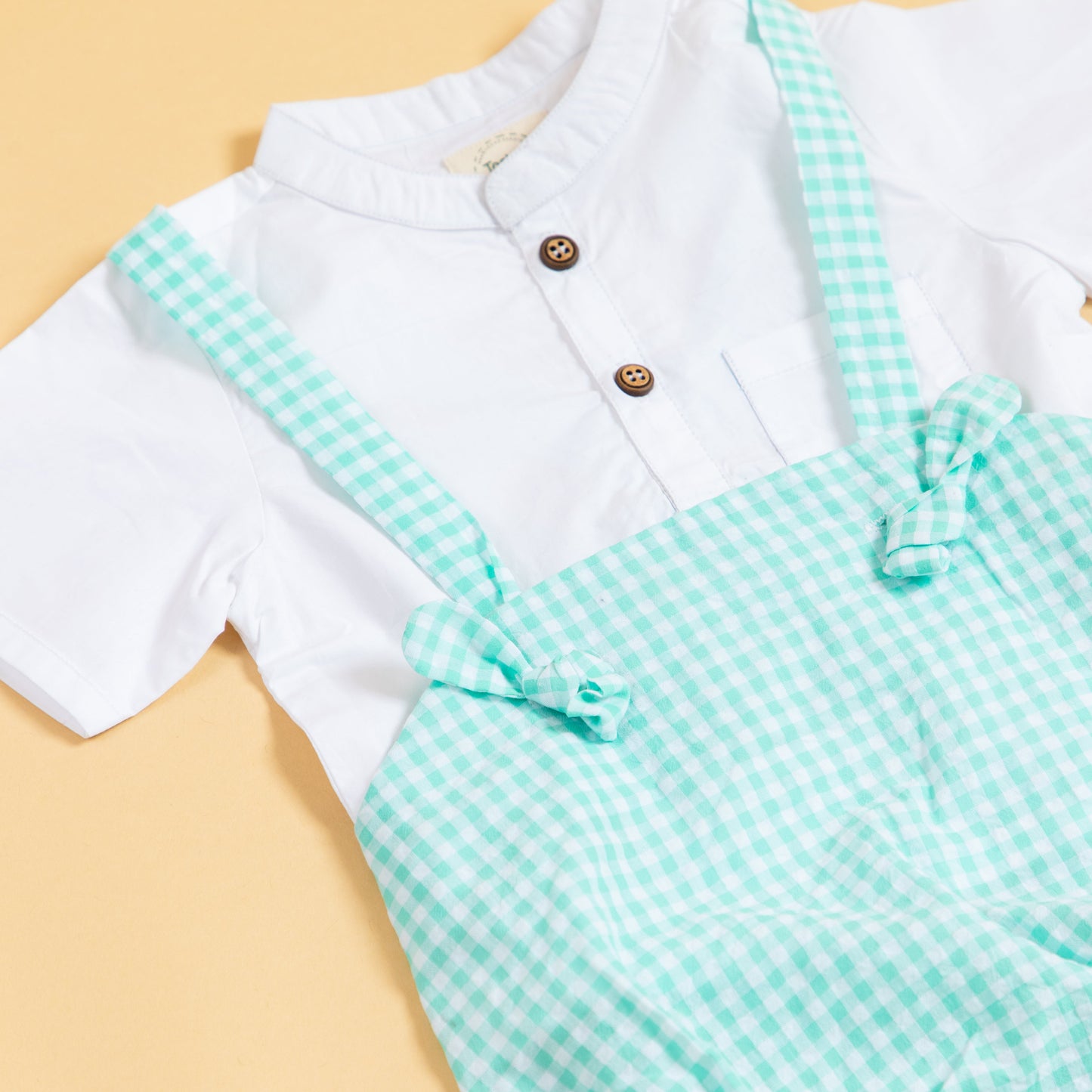Minty Meadows Suspender Romper Set (0-12 Months)