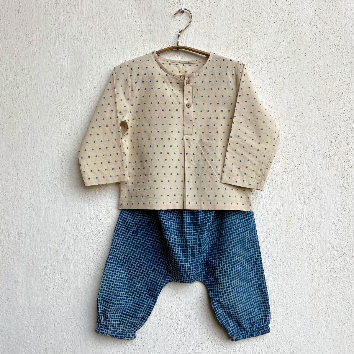 Organic Indigo Bag - Raidana + Check Kurta + Check Pants