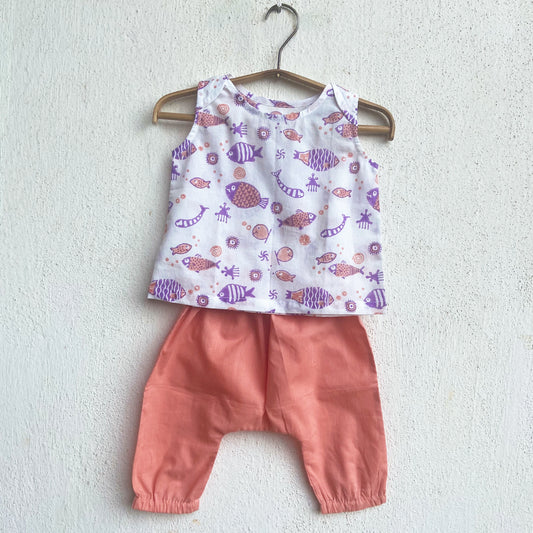 Organic Koi Peach Jhabla With Peach Pants