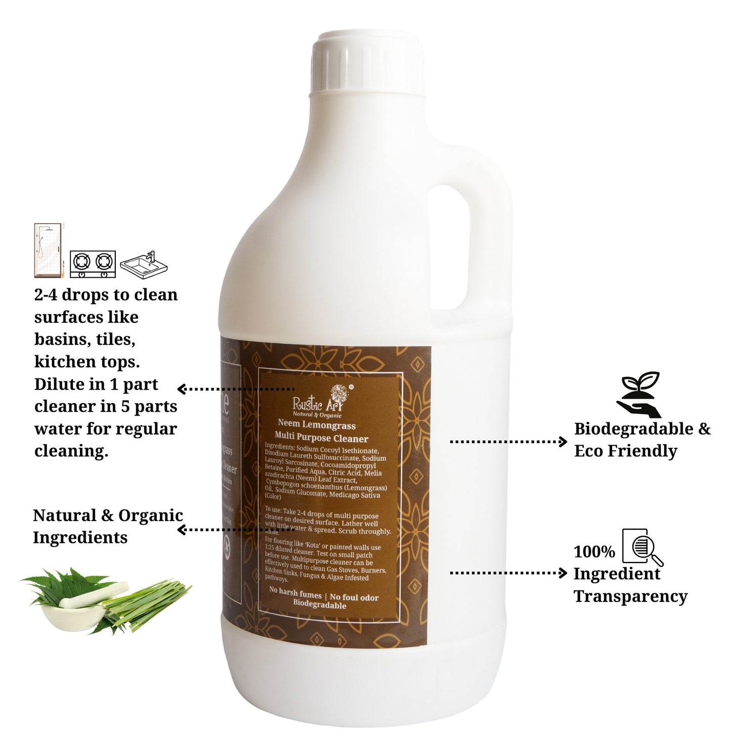 Rustic Art Neem Lemongrass Multipurpose Cleaner (1100g)
