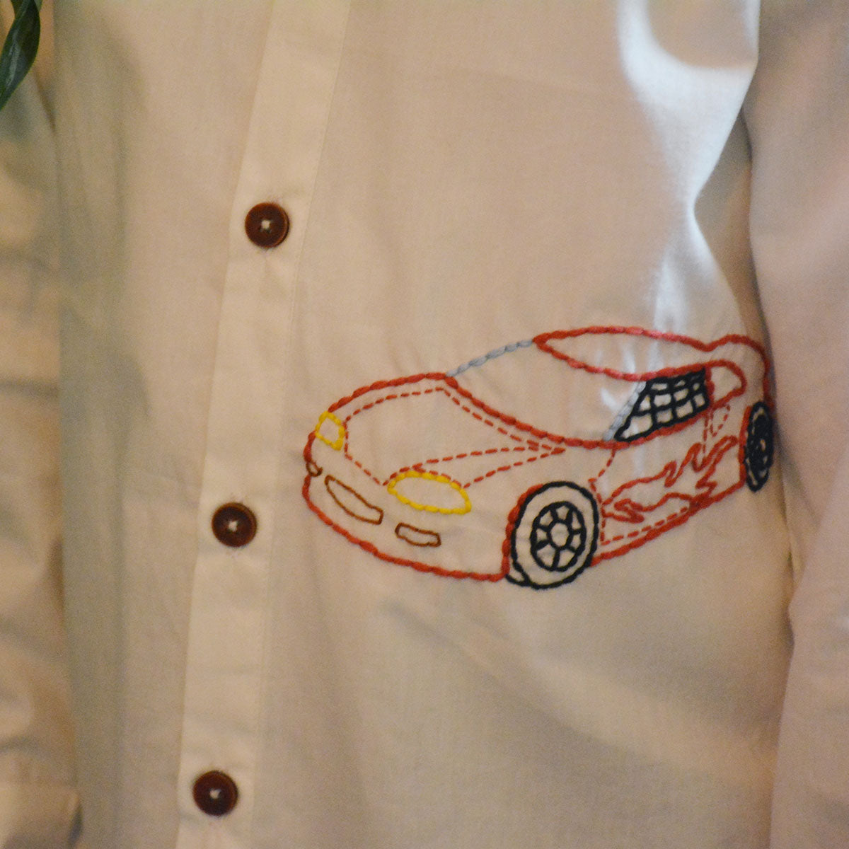 Super Car Embroidered Shirt - White