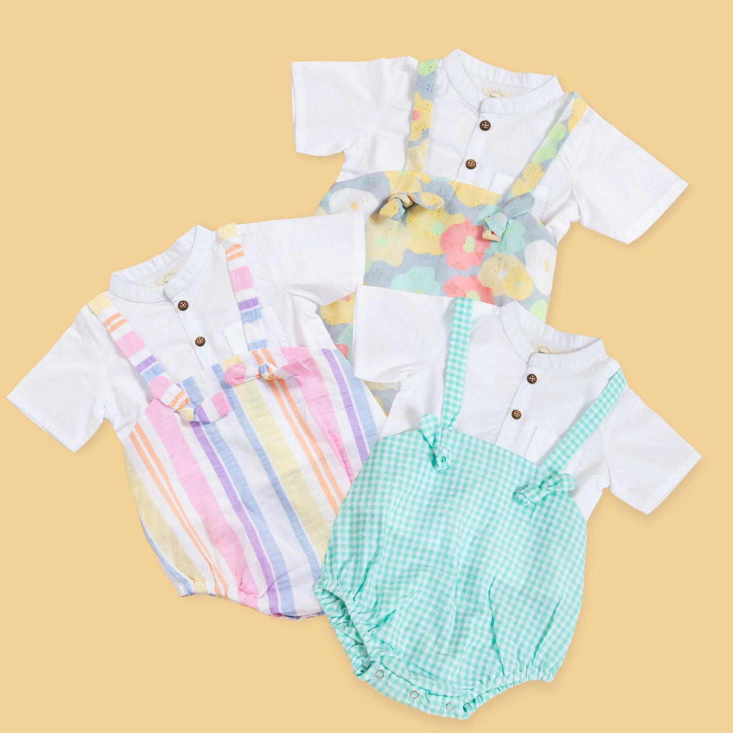 Windy Vibe Bib Romper: Pack of 3 (0-2 Years)
