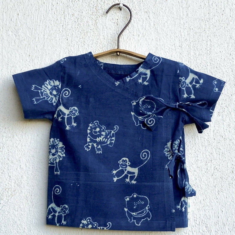 Organic Zoo Print Indigo Angarakha Top + White Pants