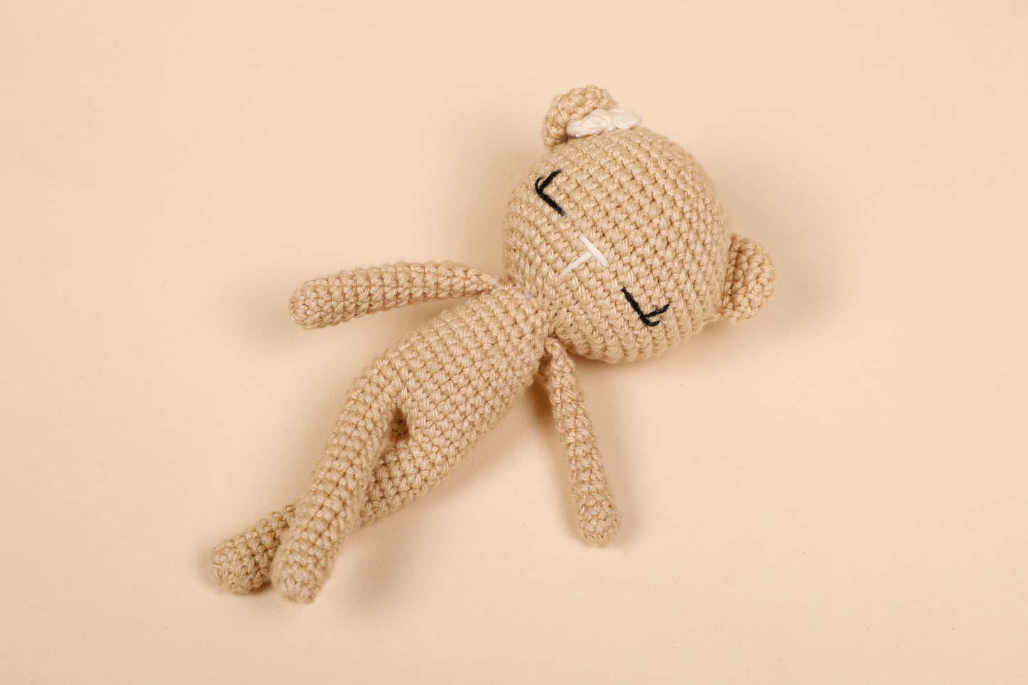 Beige Crochet Baby Doll - Bear