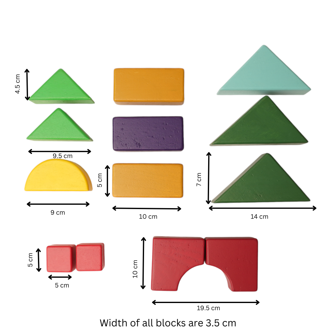 Earthy Rhythm - Set of Wooden Building Blocks set | Geometric Blocks