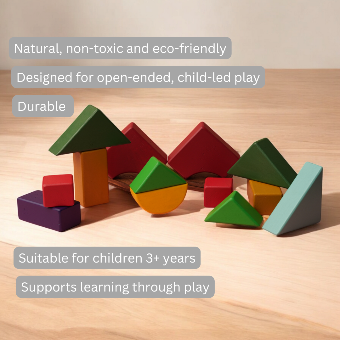 Earthy Rhythm - Set of Wooden Building Blocks set | Geometric Blocks