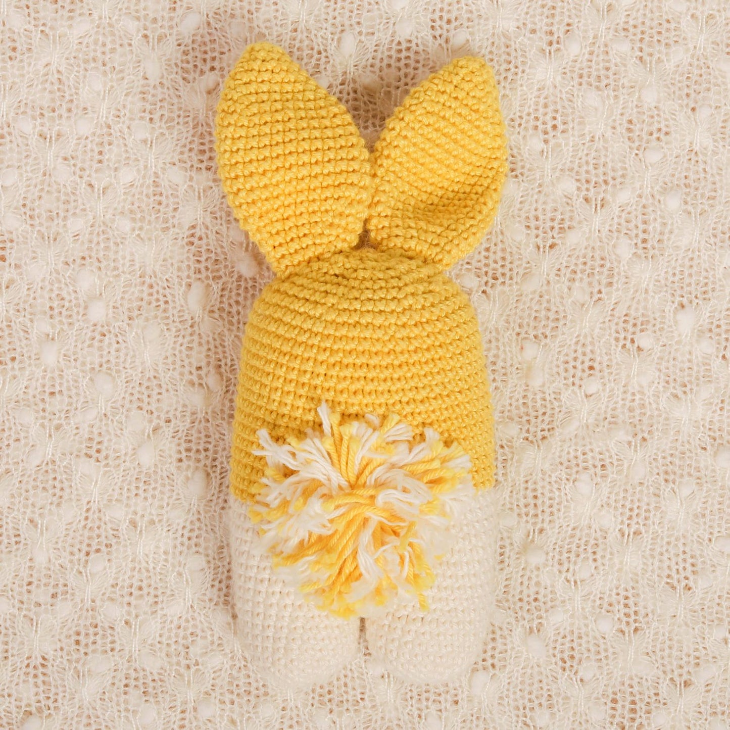 Happy Yellow Crochet Rattle - Bubblegum