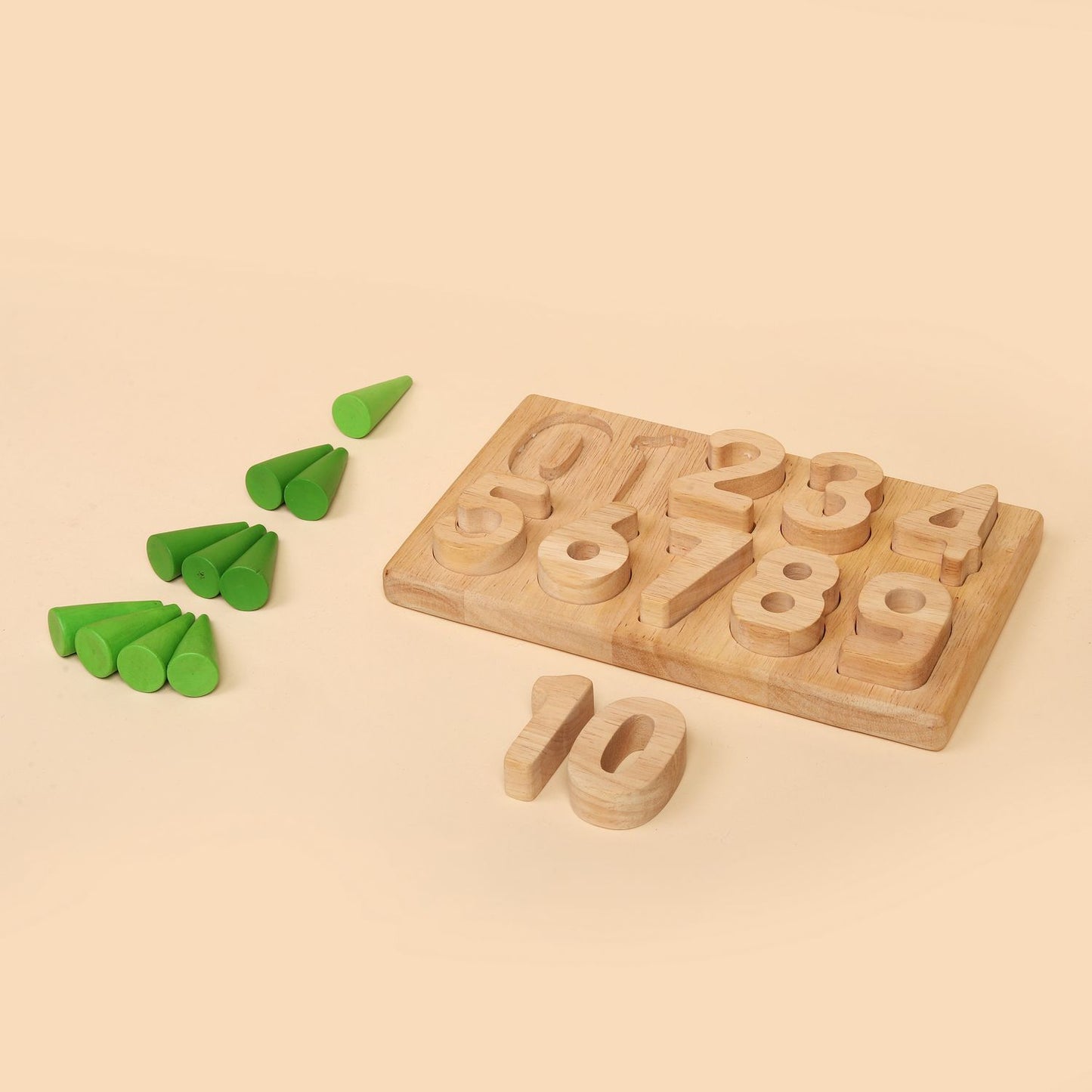 Wooden Math Number Puzzle 0-9