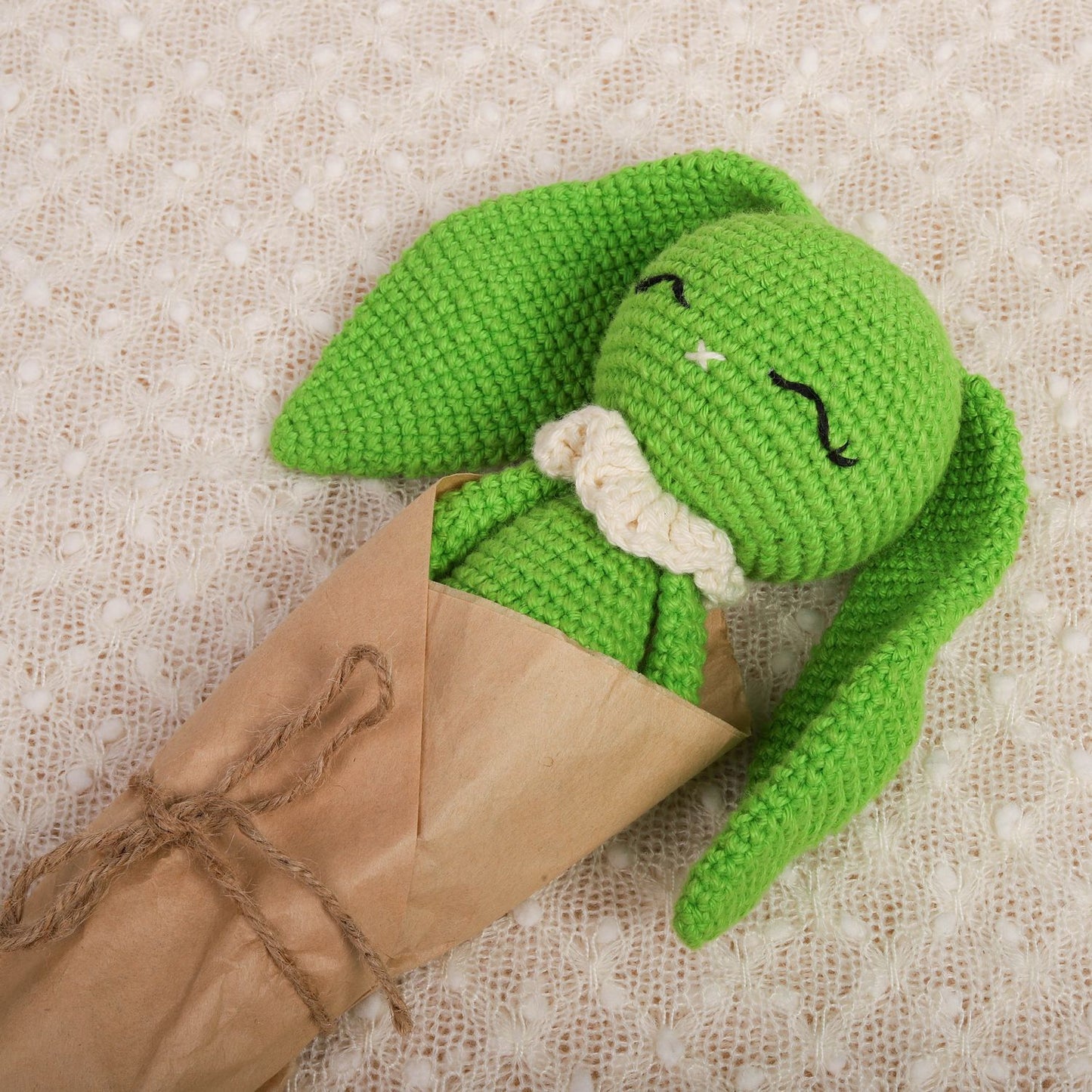 Lime Green Crochet Doll - Hopper the Bunny