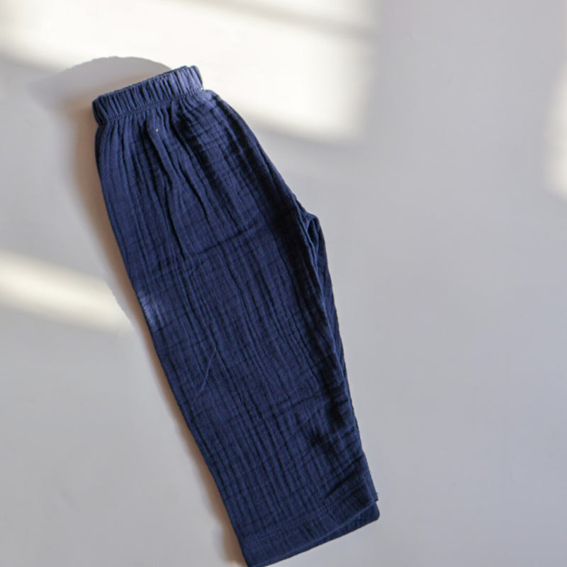 Navy Blue Organic Muslin Cotton Full Sleeve Set