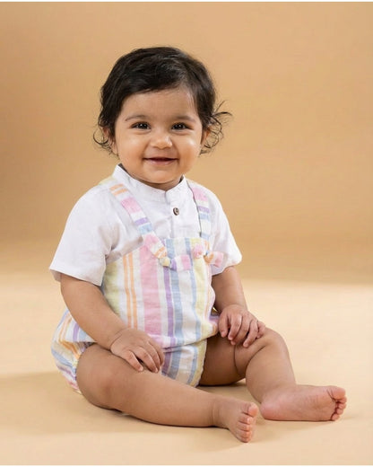Rainbow Ribbons Suspender Romper Set (0-12 Months)