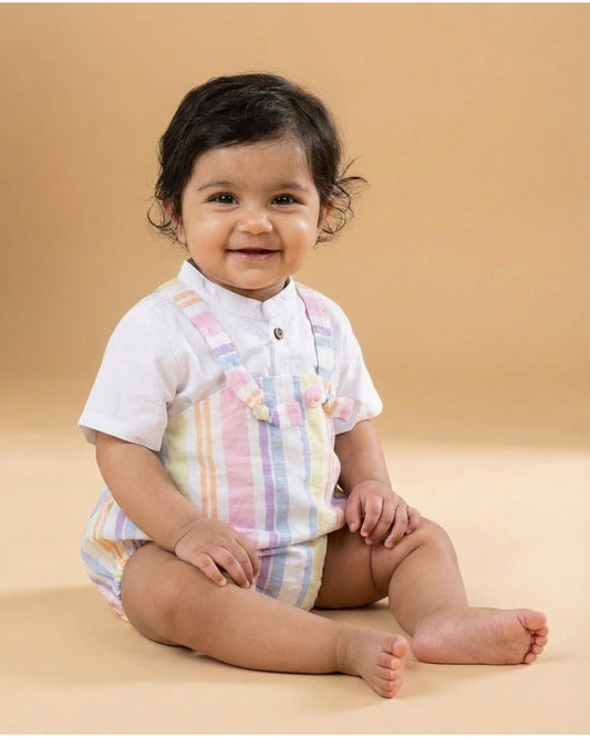 Rainbow Ribbons Suspender Romper Set (0-12 Months)