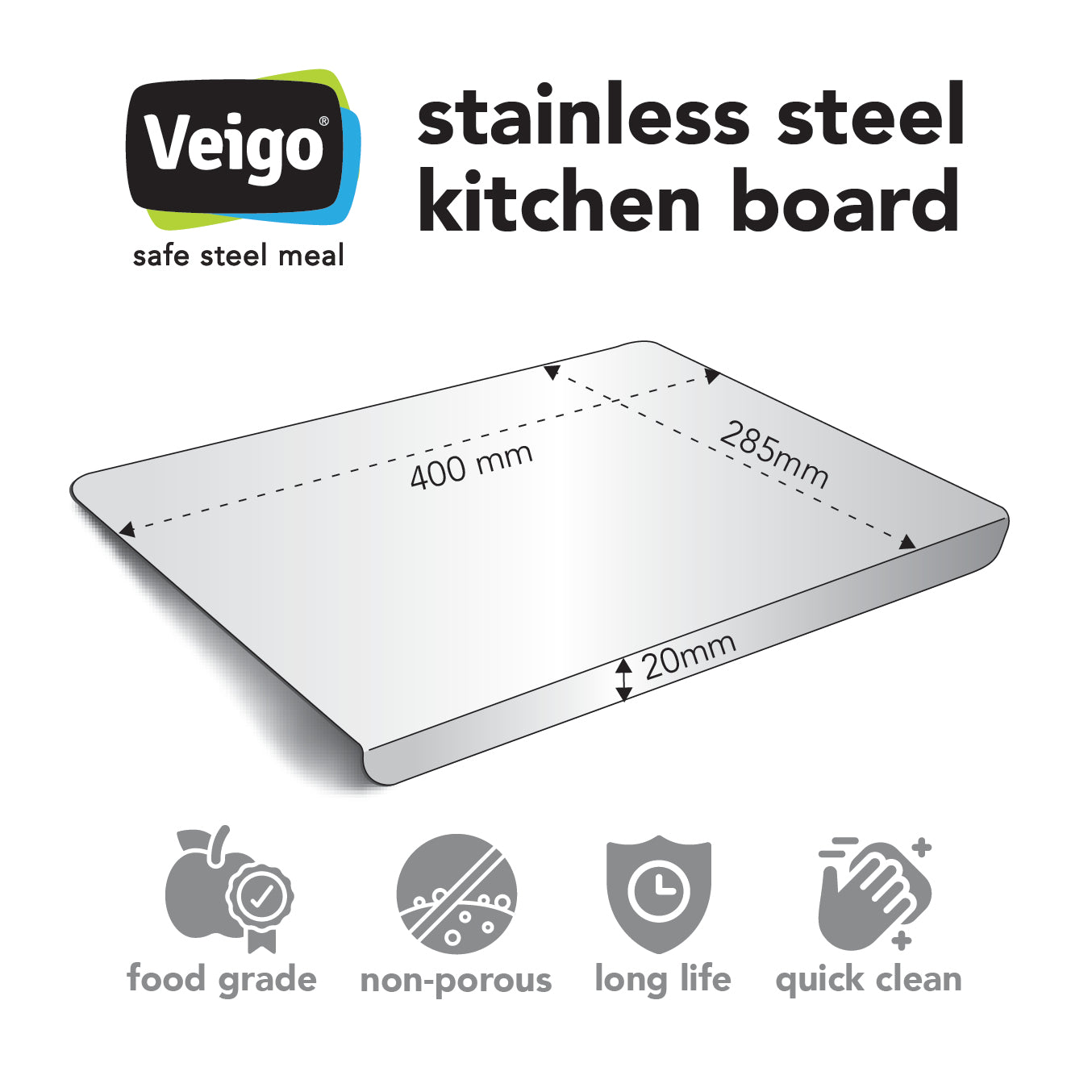Veigo Houseware Steel Chopping Board