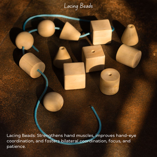 Wooden lacing beads