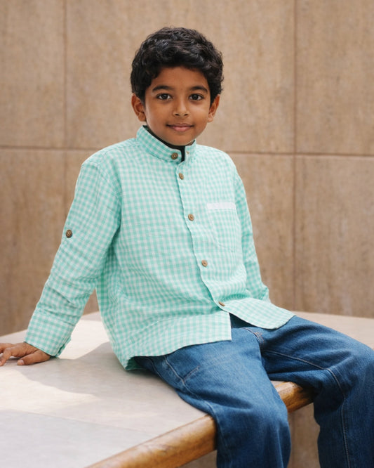 Minty Meadows Full Hand Boys Shirt (1-10 Years)