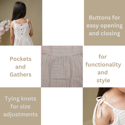 Striped Sleeveless Girls Frock with adjustable strap