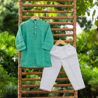 Firozi Bloom Kurta set (0-10 Years)