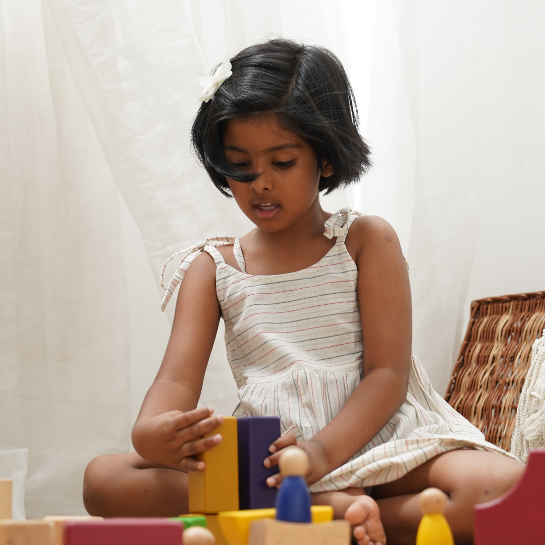 Striped Sleeveless Girls Frock with adjustable strap