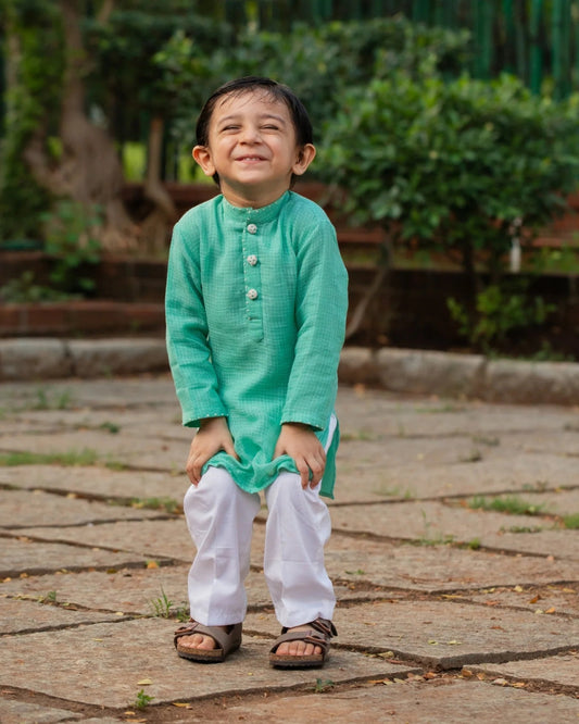 Firozi Bloom Kurta set (0-10 Years)