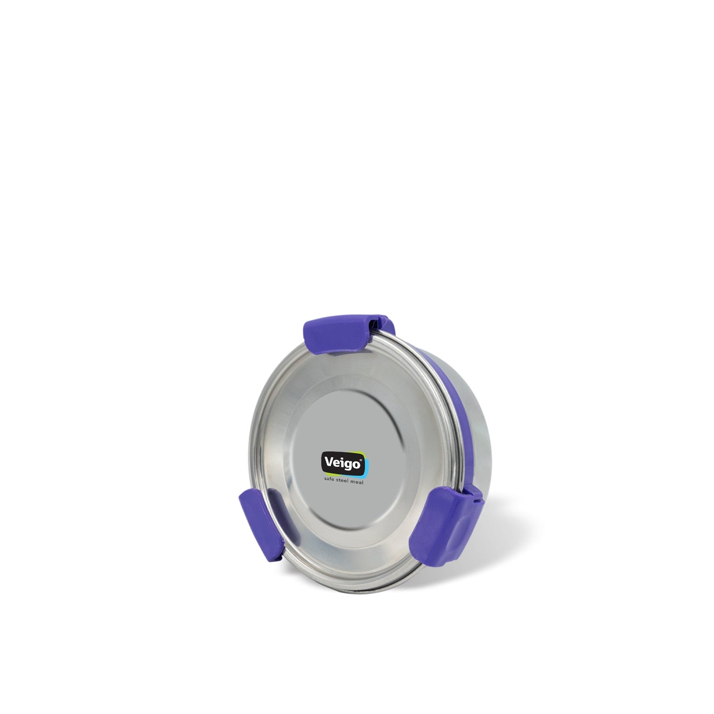 Veigo Maxosteel Stainless Steel Round Storage Box with Reversible Clip Mechanism