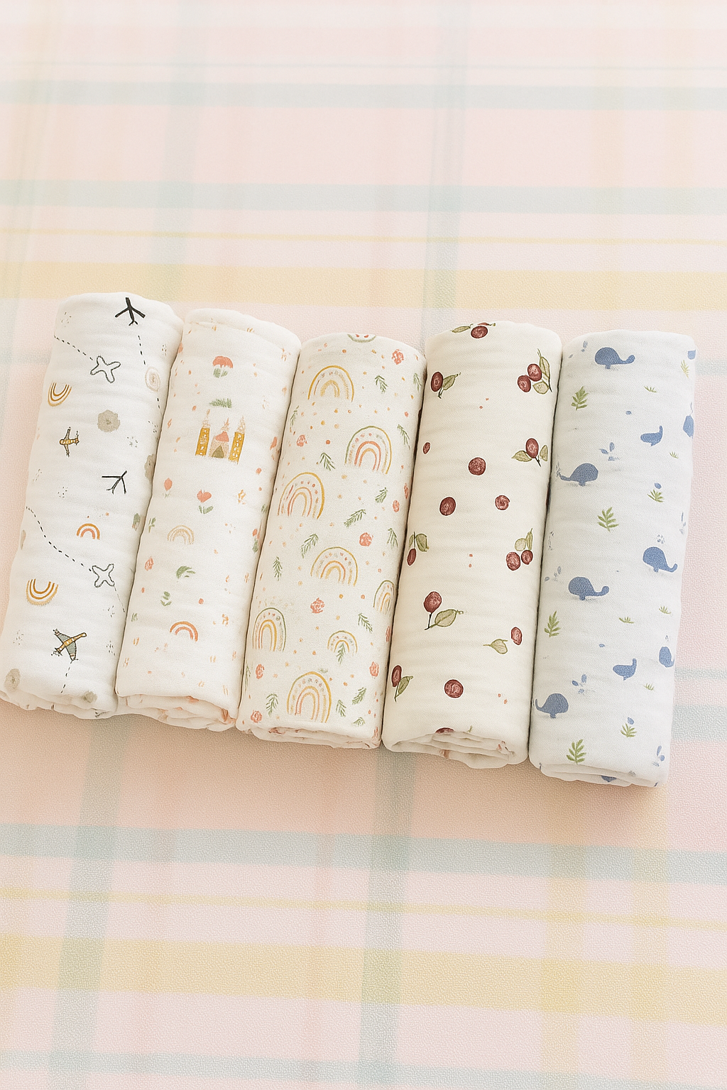 Baby Bath Towels in 2 layered Muslin Cotton (50*90 cms) (0-3 Years)