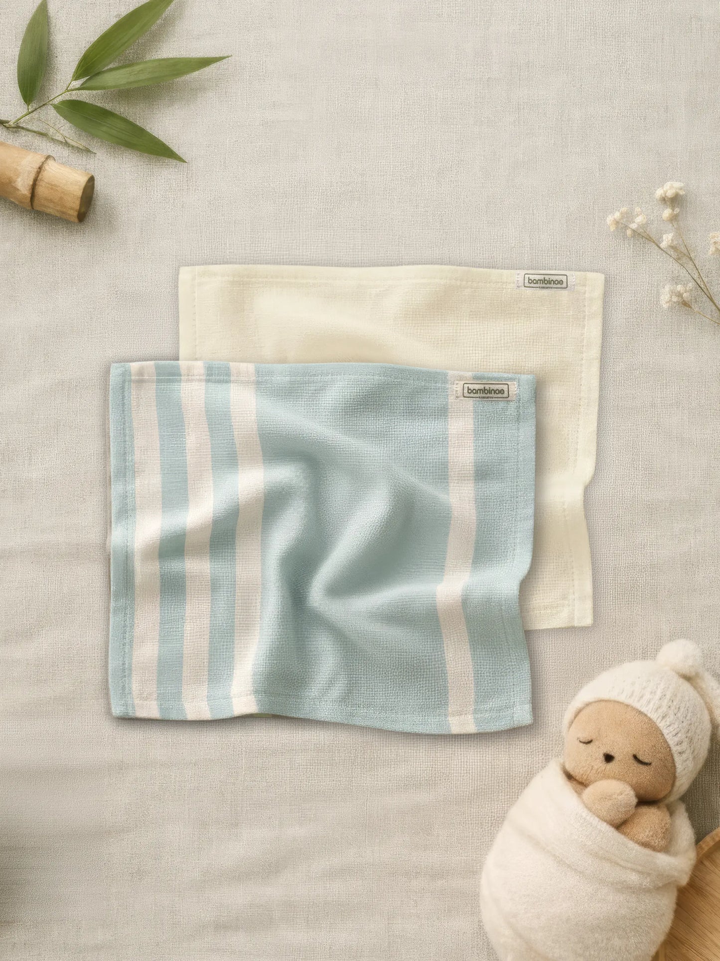 Bamboo Face Towel - Harbor Gray & Sweet Corn (Combo)