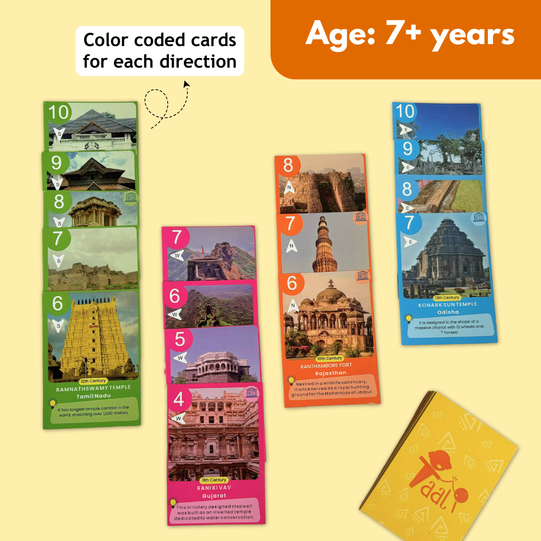Taali Bharat Yatra - Indian Monument Card Game (52 Cards)