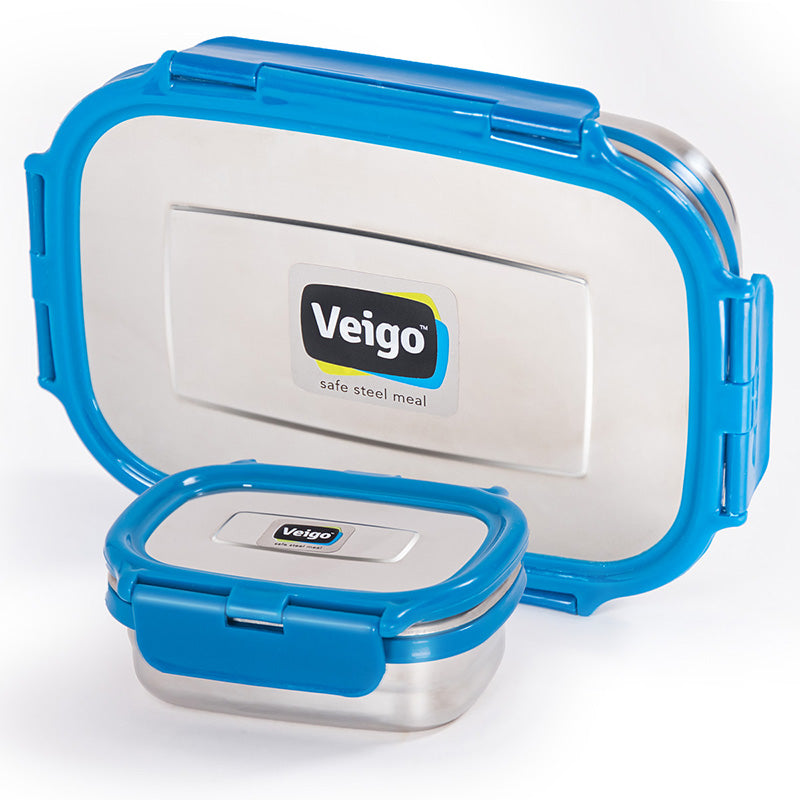 Veigo Jumbo Stainless Steel Lunch Box w/ Veg Box
