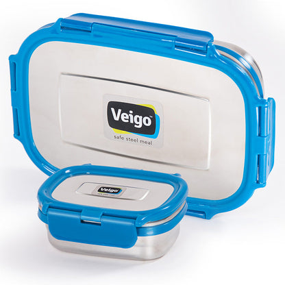 Veigo Jumbo Stainless Steel Lunch Box w/ Veg Box