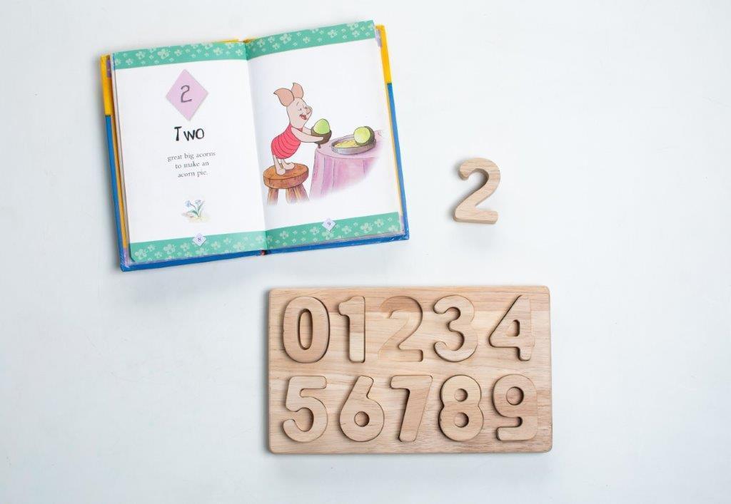 Montessori Educational Toy | Wooden Math Number Puzzle 0-9 Toy - Bombay Toy Company