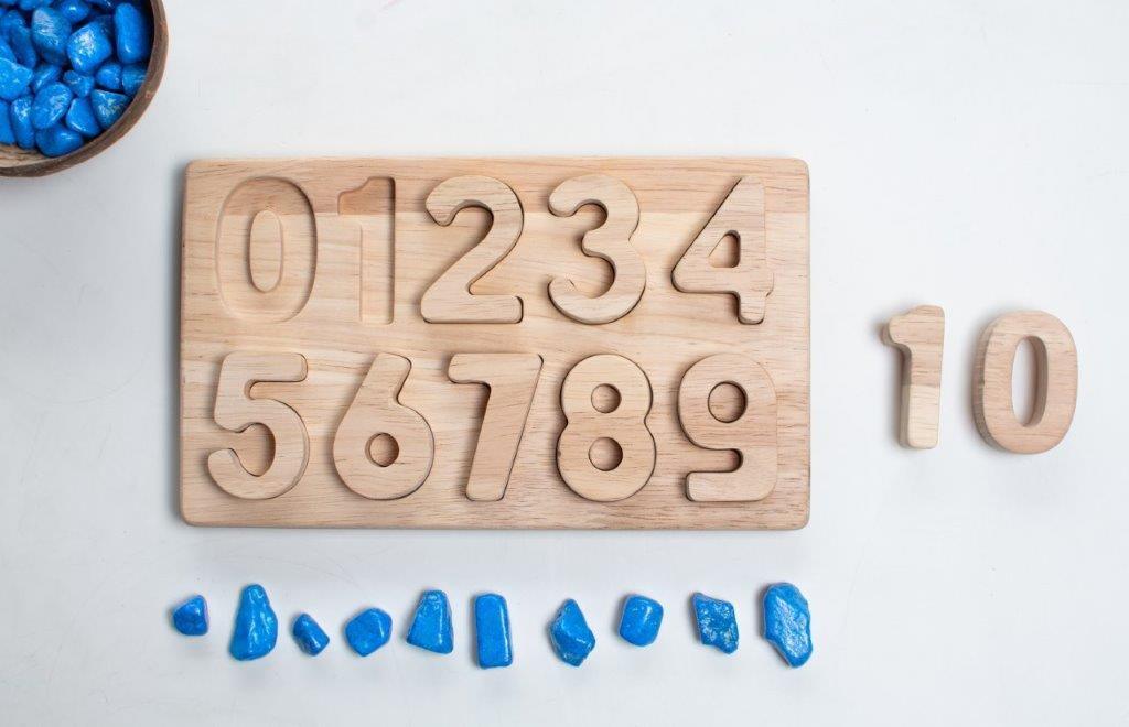 Montessori Educational Toy | Wooden Math Number Puzzle 0-9 Toy - Bombay Toy Company