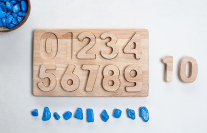 Montessori Educational Toy | Wooden Math Number Puzzle 0-9 Toy - Bombay Toy Company