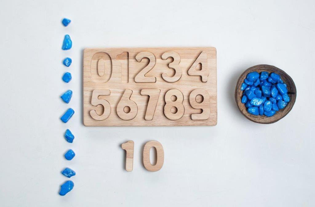 Montessori Educational Toy | Wooden Math Number Puzzle 0-9 Toy - Bombay Toy Company