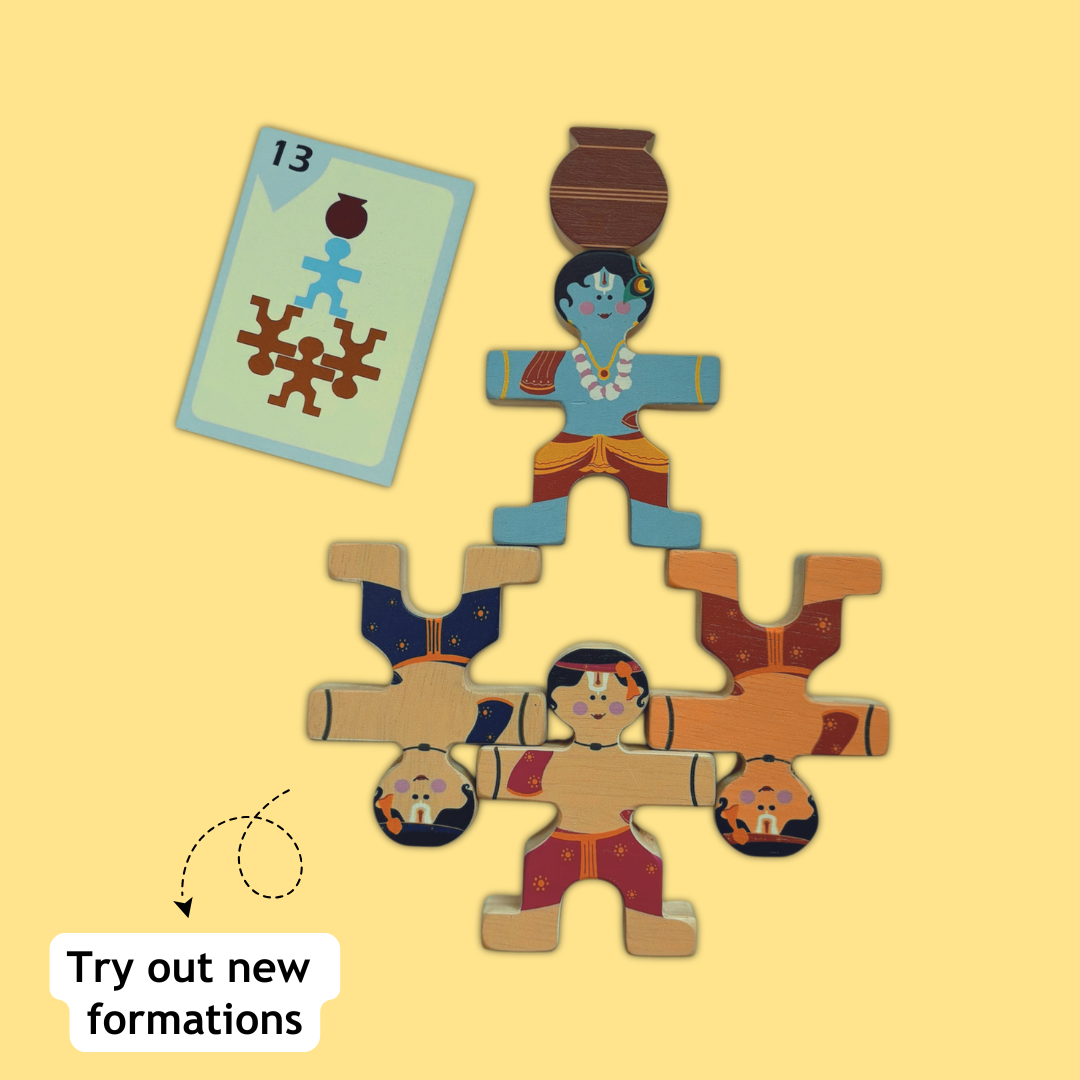 Taali Makhan Chor - Wooden Figurine Stacking Toy Set
