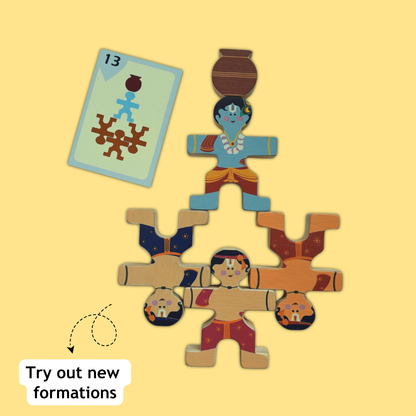 Taali Makhan Chor - Wooden Figurine Stacking Toy Set