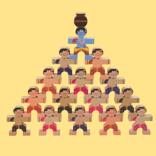 Taali Makhan Chor - Wooden Figurine Stacking Toy Set