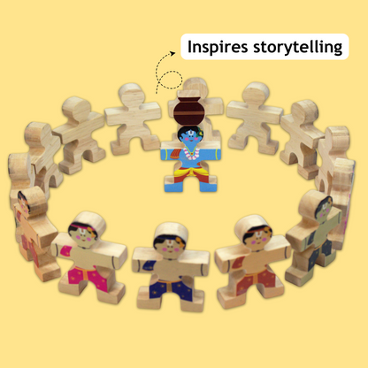 Taali Makhan Chor - Wooden Figurine Stacking Toy Set