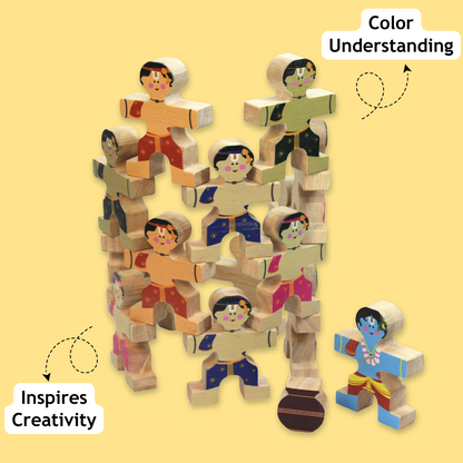 Taali Makhan Chor - Wooden Figurine Stacking Toy Set