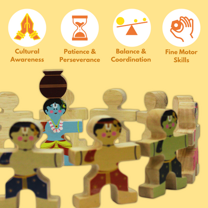 Taali Makhan Chor - Wooden Figurine Stacking Toy Set