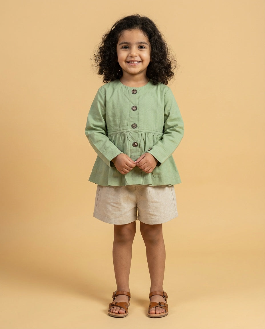 Olive Peplum Top (1-10 Years)