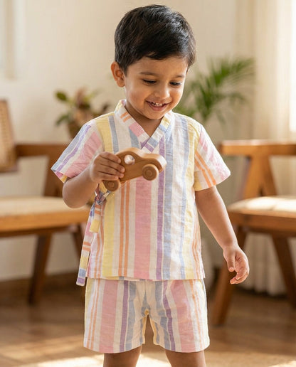Rainbow Ribbons Kimono co-ord Set (6-36 Months)