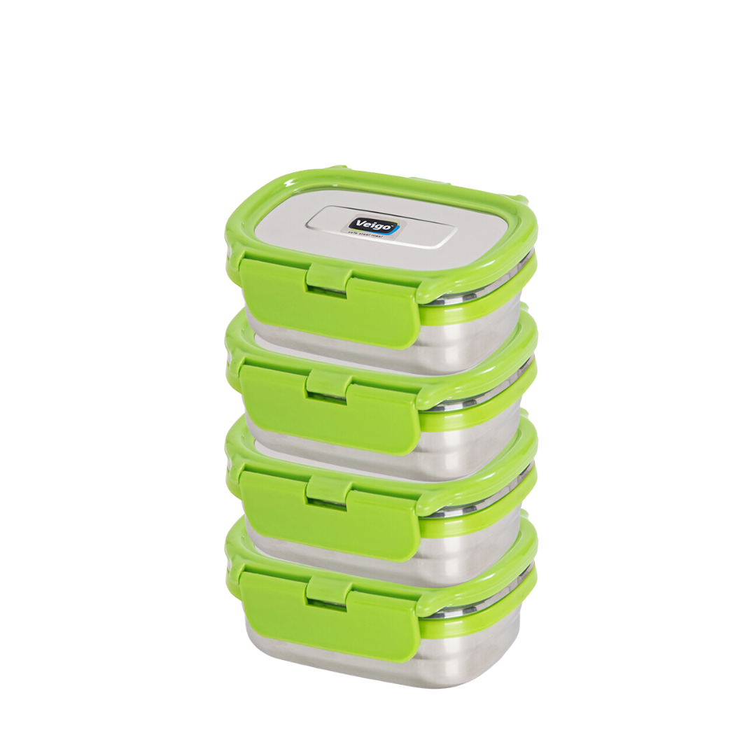 Veigo Chutney & Condiment Stainless Steel Storage Dabbi - Set of 4