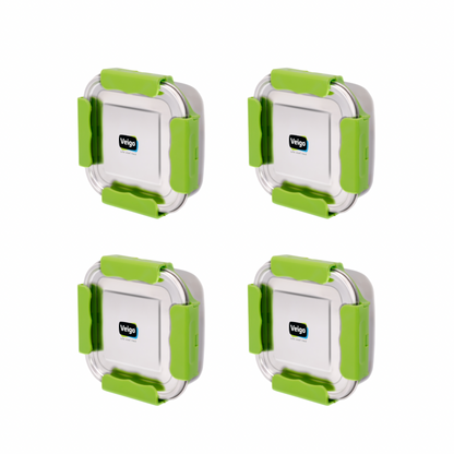 Veigo Outdoor Adventure - Set of 4 Stainless Steel Medium Lunch Boxes