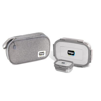 Veigo Maxosteel Jumbo Stainless Steel Lunch Box Set with Insulated Pouch