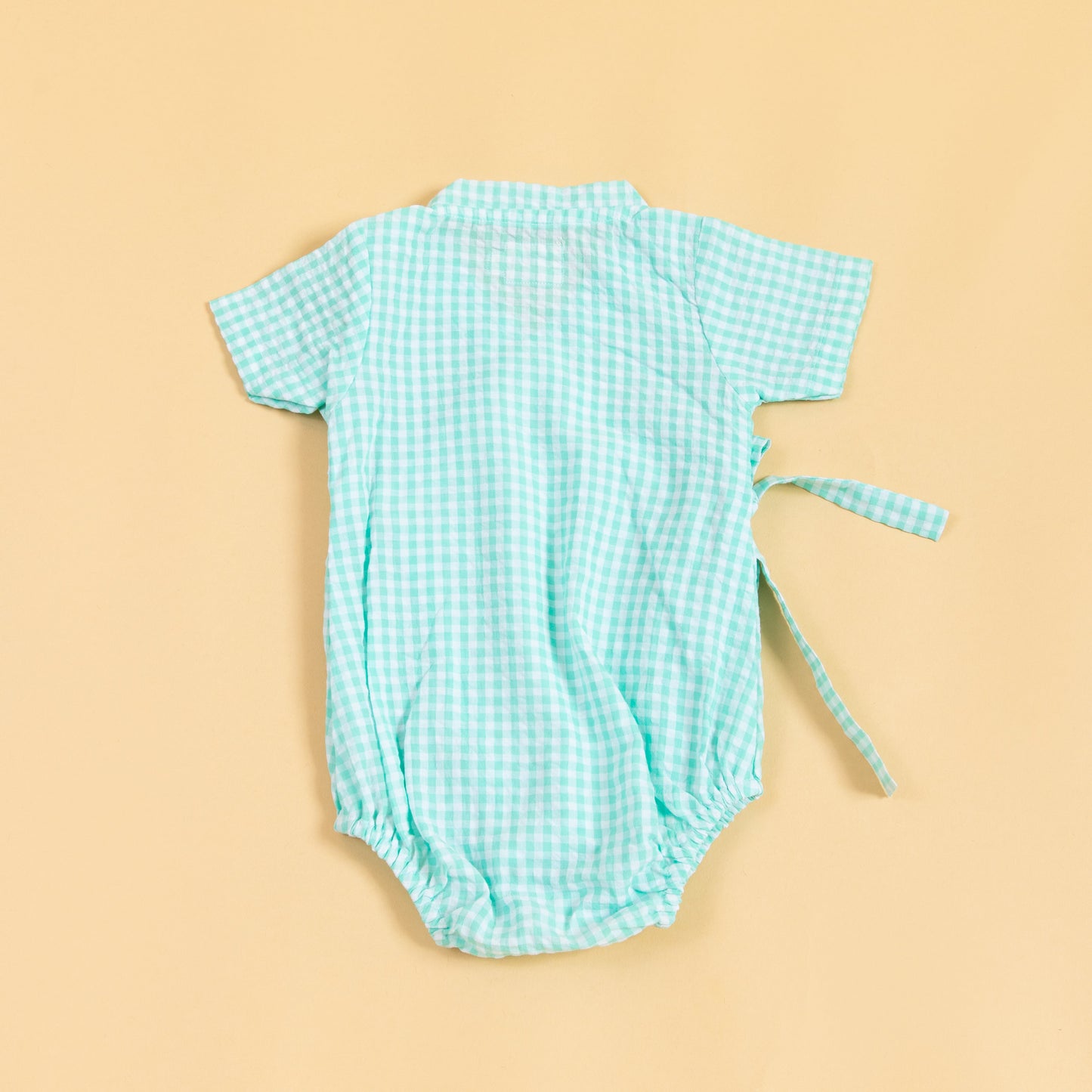 Minty Meadows Gingham Kimono Romper (0-2 Years)