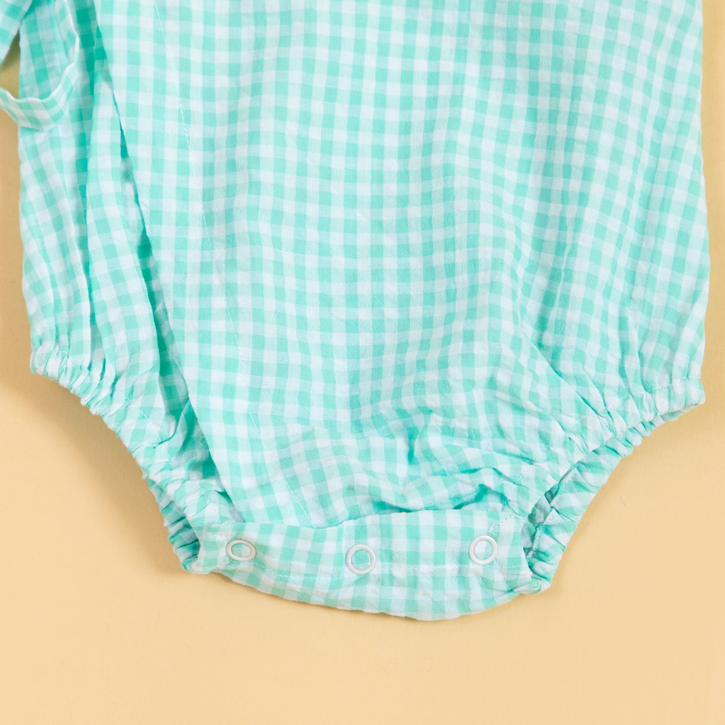 Minty Meadows Gingham Kimono Romper (0-2 Years)